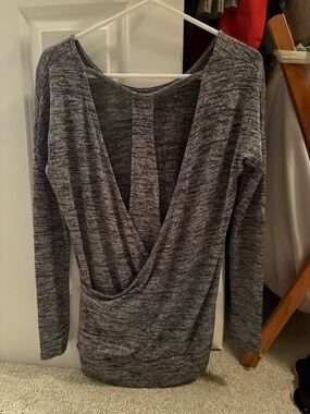 Gray Marled Wrap-Front athleta long Sleeve Top